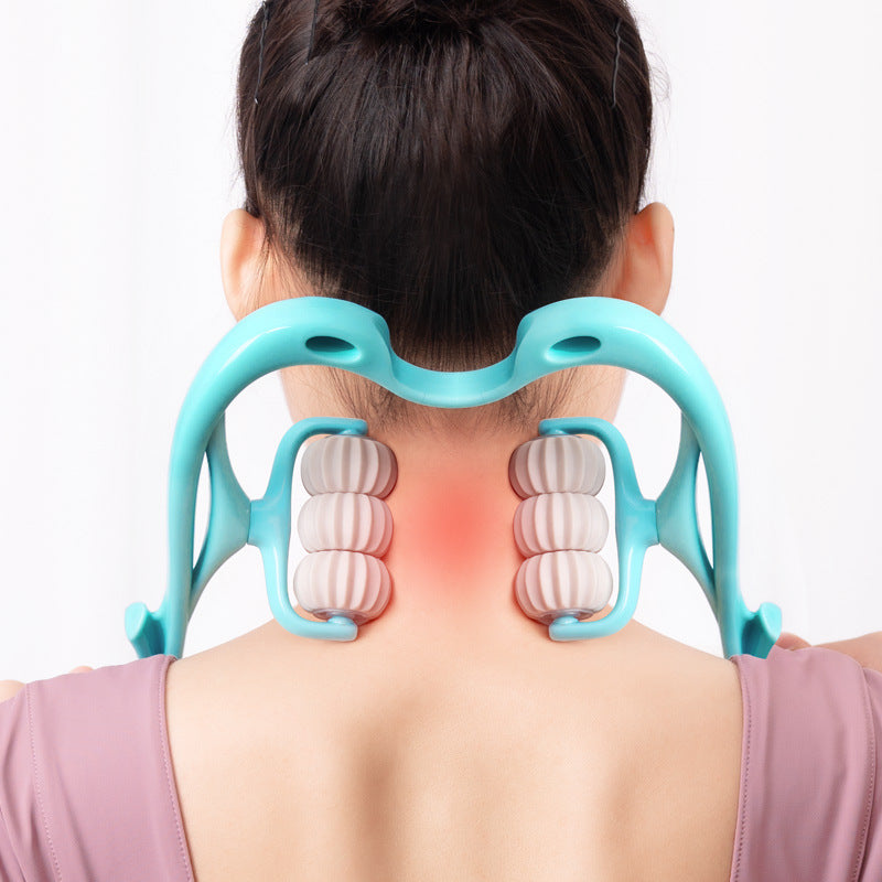 This multi-functional manual neck massager provides six neck pain relief features and can be used anywhere, anytime, without needing assistance.