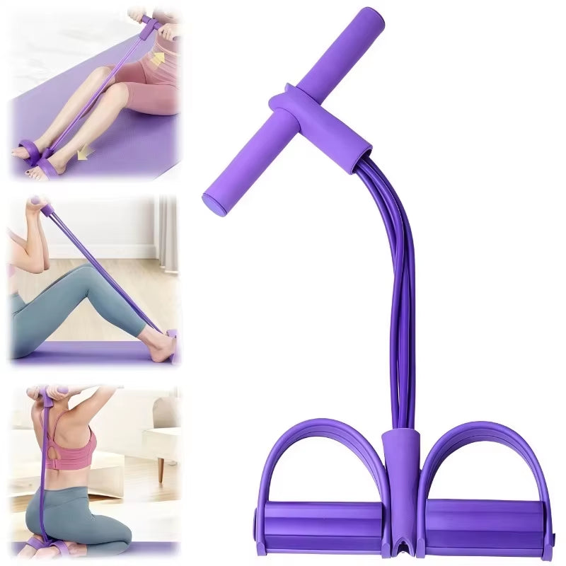 6-Tube Multi-Function Abdominal Trainer with Foot Pedal for Sit-Ups Fitness Abdominal Toning Arm Strengthening Resistance Band