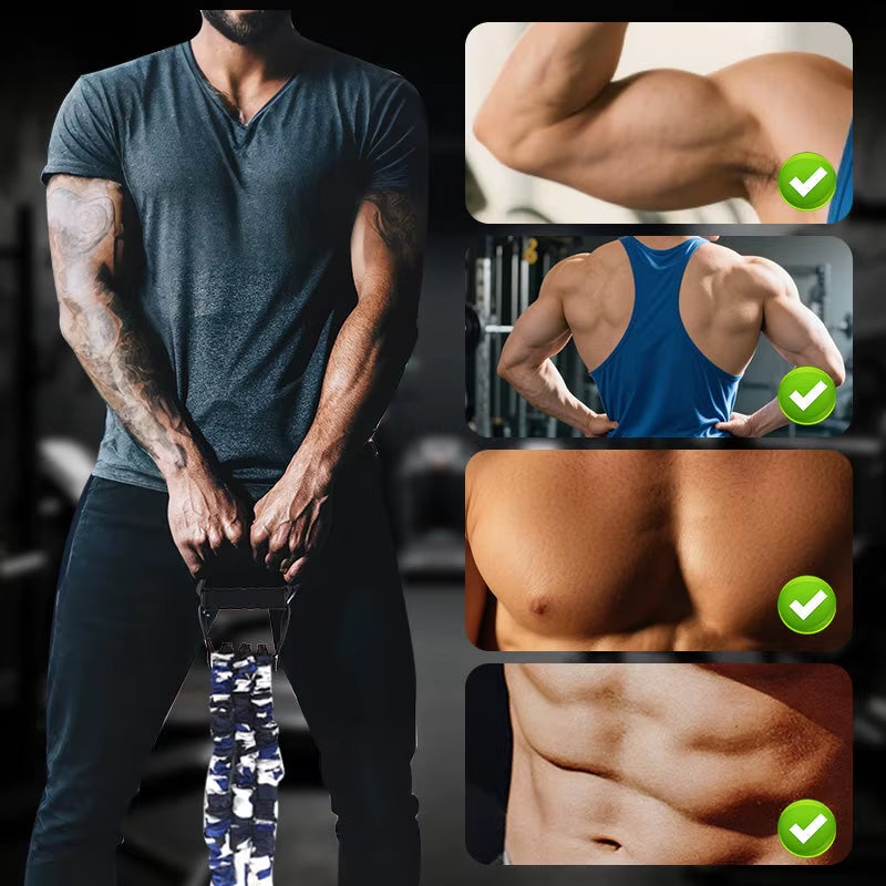 3-Way Natural Latex Resistance Band Arm Strength Tension Device Adjustable Chest Expander Training Fitness Tension Pull Rope