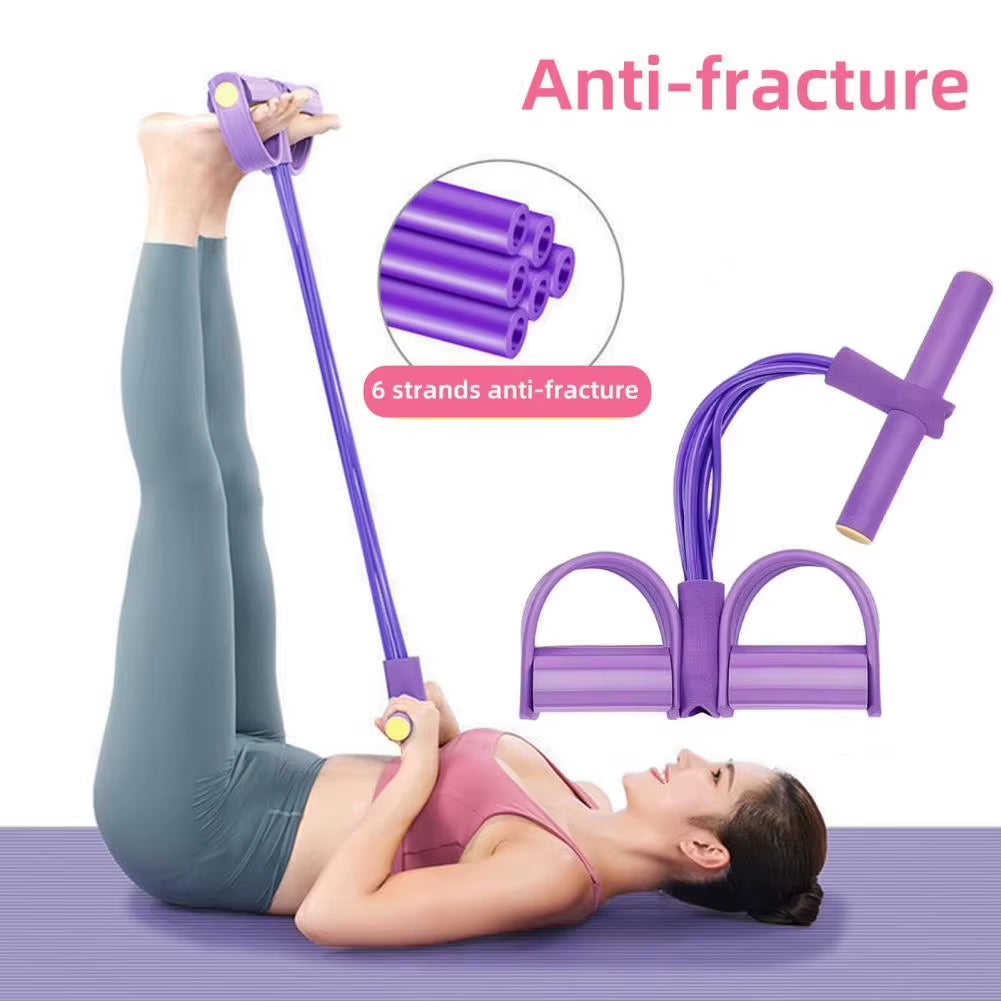 6-Tube Multi-Function Abdominal Trainer with Foot Pedal for Sit-Ups Fitness Abdominal Toning Arm Strengthening Resistance Band