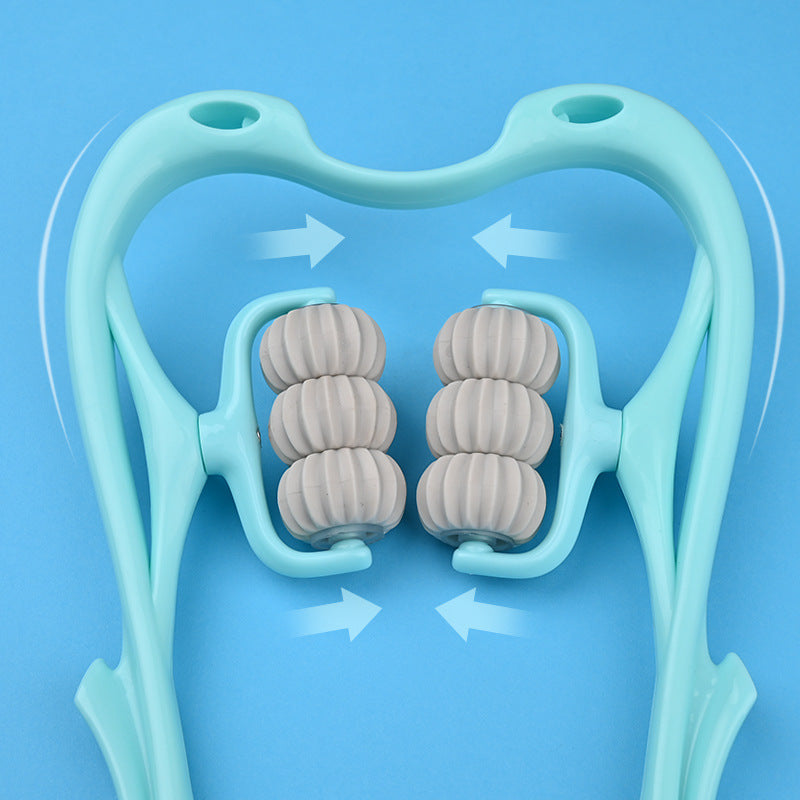 This multi-functional manual neck massager provides six neck pain relief features and can be used anywhere, anytime, without needing assistance.